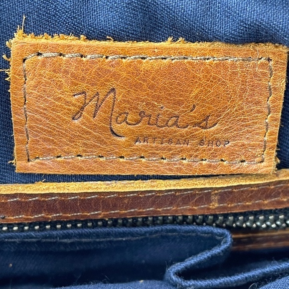 Maria's Artisan Shop Small Cotton Leather Handbag Guatemalan Multicolor Boho - Picture 7 of 8